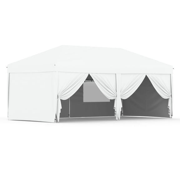 BouPower 10x20 Pop Up Canopy Tent with 6 Sidewalls, Heavy Duty Commercial Instant Shelter, One-Person Quick Setup, Water Resistant Outdoor Tent for Party Market Wedding Events