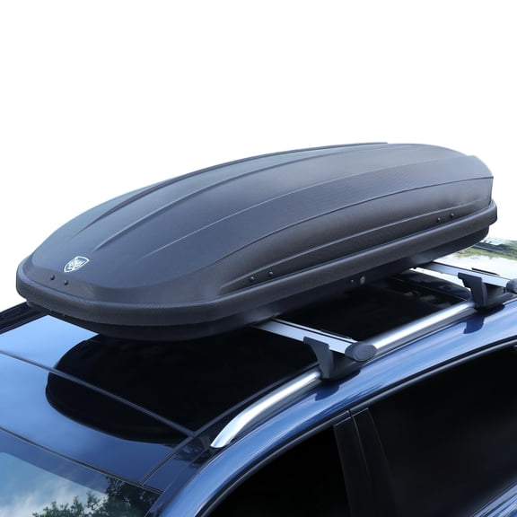 BouPower 12 Cubic Feet Dual‑Side Opening Rooftop Cargo Carrier, Hard Shell Universal Car SUV Roof Storage Box, 165LBS Capacity Travel Luggage Box with Secure Straps & Keys
