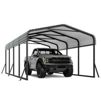 BouPower 12x20 FT Metal Carport, Heavy Duty Car Port Canopy with Galvanized Steel Roof and Reinforced Base, Outdoor All-Weather Permanent Garage Car Shelter for Cars, Boats, Trucks, and Tractors