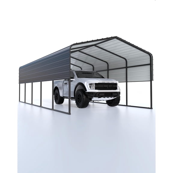 BouPower 13x26FT Metal Carport,Heavy Duty Carport Canopy with Reinforced Frame for All-Weather,Outdoor Garage Car Port for Boats,Tractors, Pickup Trucks or Party