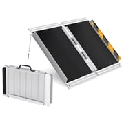 BouPower 2 FT Folding Aluminum Wheelchair Ramp, Non-Slip Portable Handicap Threshold Ramp, Lightweight Mobility Scooter Loading Ramp for Home Steps, Doorways, Curbs, Stairs and Entry Access