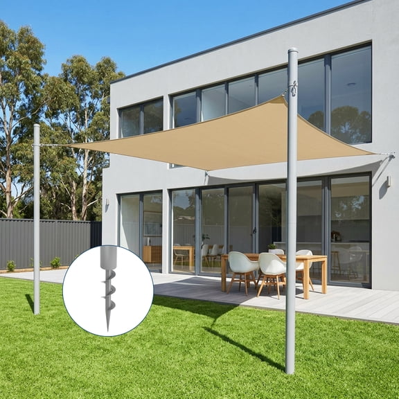 BouPower 2-Pack 10 ft Heavy Duty Shade Sail Poles with D-Clamps, Rust-Resistant Outdoor Support Post Kit for Ground Installation, Patio, Backyard, Courtyard