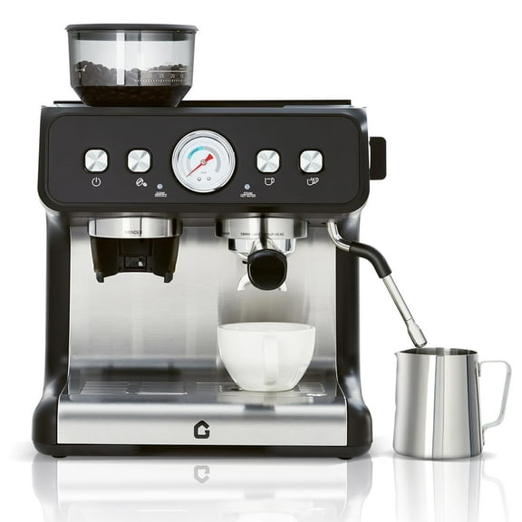 BouPower 20 Bar Pressure Stainless Steel Espresso Machine with Grinder, 2.8L Removable Water Tank, Milk Frother Steam Wand for Latte/Cappuccino - Adjustable Shot Volume, Professional Home/Office Use
