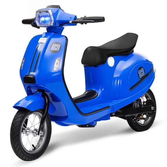BouPower 24V Electric Motorcycle for Ages 8-14, Ride-On Moped Scooter with Seat, Twist Throttle, Rear Brake, LED Headlight, 350W Motor, 14 MPH Max Speed, Pink