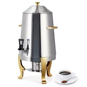 BouPower 3.4 Gallon Stainless Steel Insulated Beverage Dispenser with Spigot, Semi-Gold Finish Hot Cold Coffee Urn for Commercial Catering Restaurant and Party Use