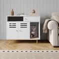 thumbnail image 1 of BouPower 31.5 Inch Modern Cat Litter Box Enclosure Furniture with Vent Door/Side Rest Area/Drawers and Open Shelves, Hidden Litter Box for Cats,for All Kinds of Cats, White, 1 of 8