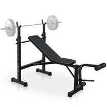BouPower 330 Lbs Weight Bench, Adjustable Bench Press Set with Squat Rack, Multifunctional Folding Workout Bench with Leg Developer for Personal Home Gym, Flat Incline Bench for Strength Training