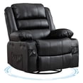 thumbnail image 1 of BouPower 360 Degree Swivel Rocker Recliner Chair, 3 Position Manual Glider Chair with Side Pockets and Cup Holders, Linen Upholstered Rocking Chair for Nursery Living Room Office, 1 of 8