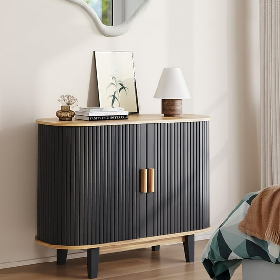 BouPower 40" Sideboard Buffer Cabinet, Storage Credenza with Sliding Door & Adjustable Shelf, Elegant Multi-Functional Console Table with Large Storage for Living Dining Room Kitchen Hallway Entryway