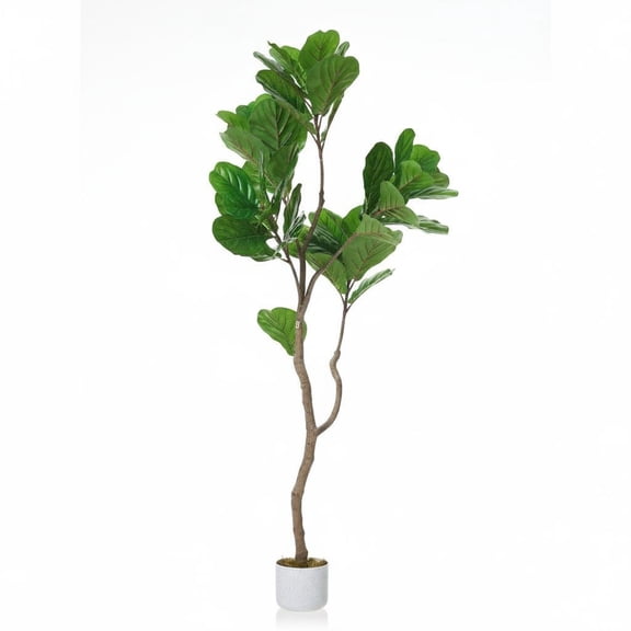 BouPower 5 Foot Tall Faux Fiddle Leaf Fig Plant in Pot, Evergreen Artificial Tree with Moss Realistic Leaves for Living Room Office Entryway