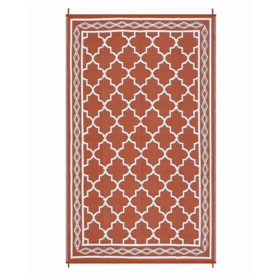 BouPower 5x8 ft Reversible Outdoor Rug, Waterproof Bohemian Geometric Plastic Straw Area Rug, Lightweight Easy-Clean Non-Shedding Pet-Friendly Indoor Outdoor Mat for Patio Deck Backyard Porch RV Camp