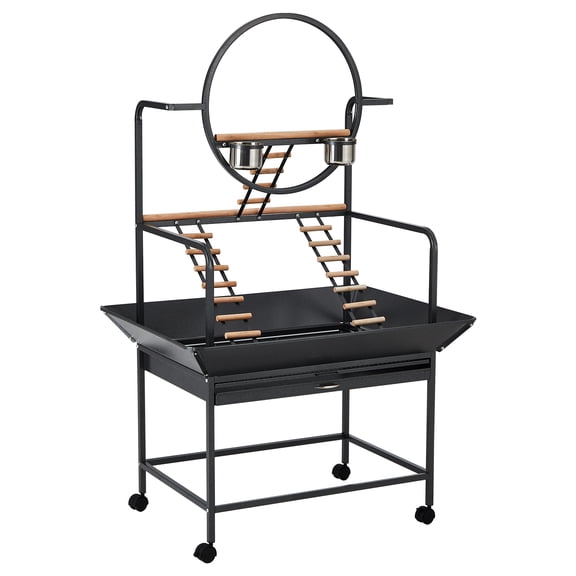 BouPower 66" Bird Playstand with Wheels & Removable Tray - Parrot Perch Ladder Playground for Indoor/Outdoor Use
