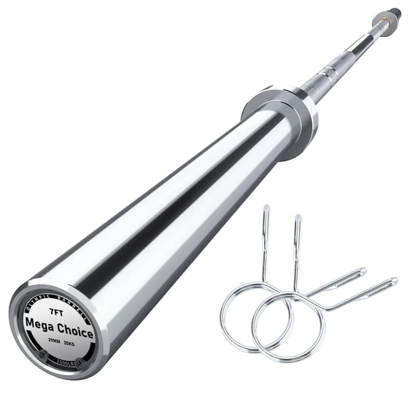 BouPower 7 Ft Barbell for Weightlifting & Powerlifting, 1500LBS Capacity Straight Bar, Ideal for Squats, Deadlifts, Bench Presses, Rows & Curls, Compatible with 2" Standard Weights
