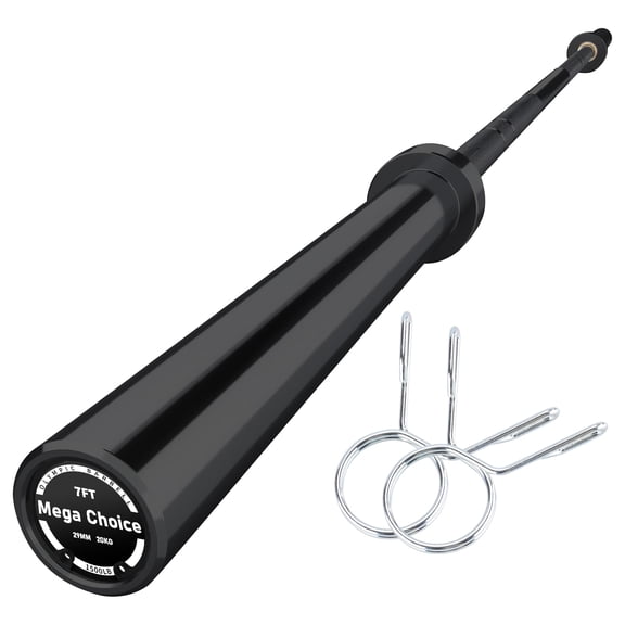 BouPower 7 Ft Barbell for Weightlifting & Powerlifting, 1500LBS Capacity Straight Bar, Ideal for Squats, Deadlifts, Bench Presses, Rows & Curls, Compatible with 2" Standard Weights