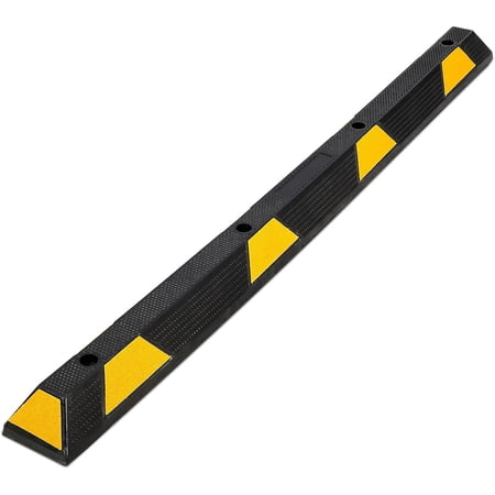 BouPower 72 Inch Heavy Duty Rubber Parking Curb, 55,000 Lb Capacity Parking Stopper with 8 Reflective Strips for Garage, Driveways, and Commercial Lots