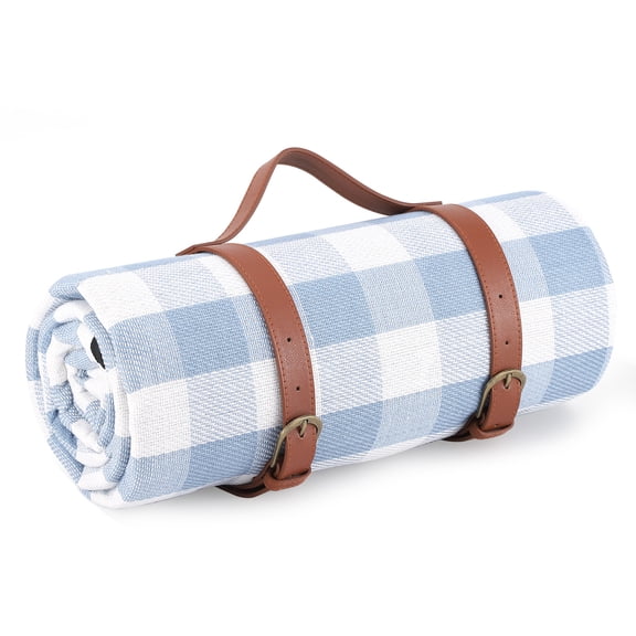 BouPower 79x79 Inch Extra Large Picnic Blanket, 3 Layer Waterproof Sandproof Beach Mat for 4 to 6 People, Foldable Outdoor Camping Blanket with Foam Padding and Carry Strap for Park, Beach, Lawn, Ind