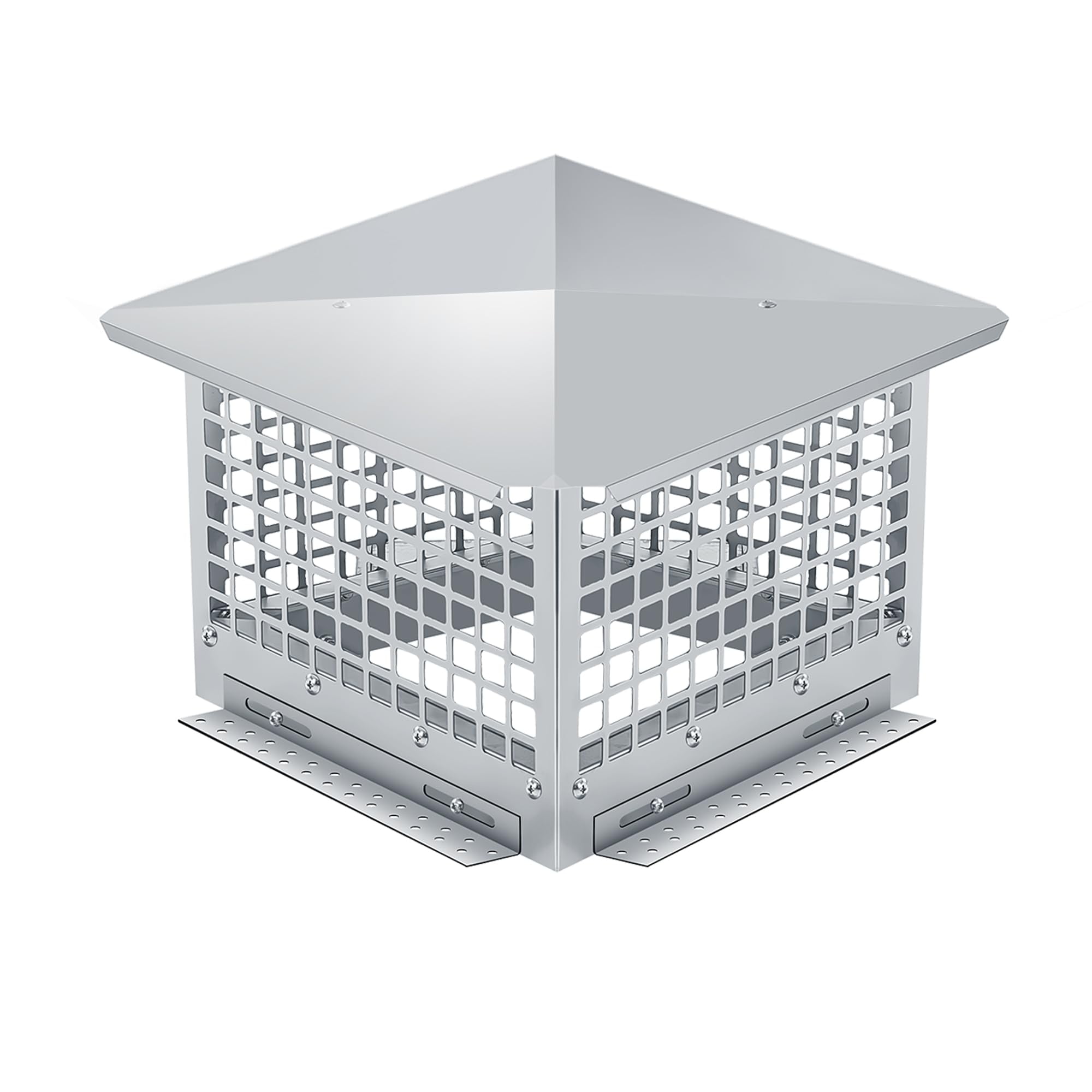 BouPower 8 in x 8 in 304 Stainless Steel Chimney Cap, Adjustable Chimney Vent Cover with Screen, Weatherproof Fireplace Chimney Cap for Outside, Fits 6"-8" Clay Flue Tile
