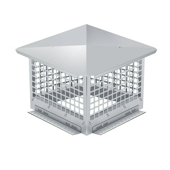 BouPower 8 in x 8 in 304 Stainless Steel Chimney Cap, Adjustable Chimney Vent Cover with Screen, Weatherproof Fireplace Chimney Cap for Outside, Fits 6"-8" Clay Flue Tile