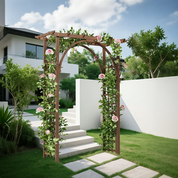 BouPower 85in Wooden Arbor Garden Arch,Wedding Arch for Ceremony,Wood Trellis for Plant Climbing,Christmas Christmas Birthday Party Decor Pergola for Garden Backyard Lawn