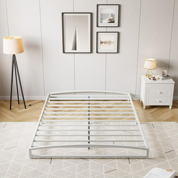 BouPower Bed Frame, Twin Size/Full Size/Queen Size/King Size Heavy Duty Metal Platform Low Bed Frame, No Box Spring Needed, Noise Free, Non-Slip, Easy Assembly