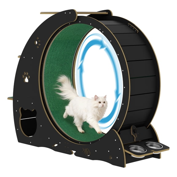BouPower Cat Wheel,Quiet & Stable Exercise Wheel for Indoor Cats,Large Pet Running Wheel,Nest,Scratching Board,Climbing Frame,Cat Bowls and Quiet Spinner Wheel,Fitness Running Wheel