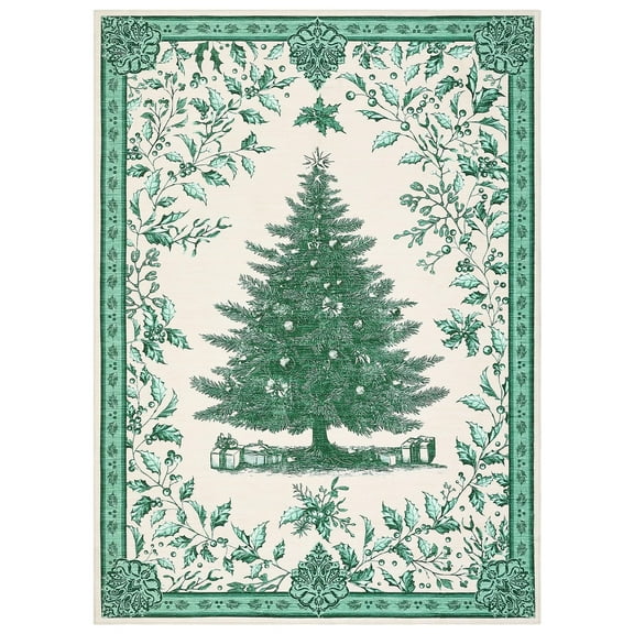 BouPower Christmas Rugs 5x7 Christmas Tree Print Area Rug Washable for Bedroom,Soft Nursery Mat Non-Slip Stain Resistant Living Room, Holiday Decor Untra-Thin Carpet for Office