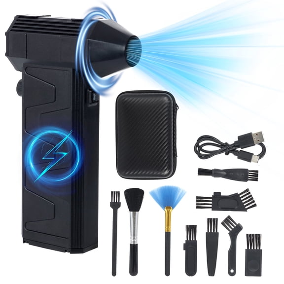 BouPower Cordless Rechargeable Electric Compressed Air Duster, Adjustable Powerful Jet Air Blower, Fast Charging Mini Dust Cleaner Kit, for Keyboard PC Computer Car Home Outdoor Cleaning