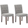 thumbnail image 1 of BouPower Dining Chairs Set of 2, Upholstered Button Tufted Dining Chair with Wood Legs Kitchen Chairs with Padded High Back and Adjustable Foot Cap Fabric Dining Room Chairs, 1 of 8