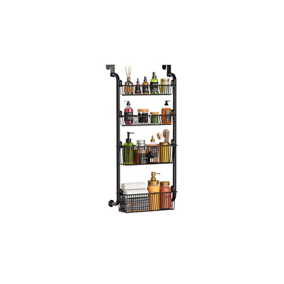 BouPower Over The Door Organizer, 4/6-Tier Metal Pantry Organization, Over Door Hanging Organizer With Adjustable Baskets, Behind Door Organizer Hanging For Home Kitchen Laundry Room Bathroom