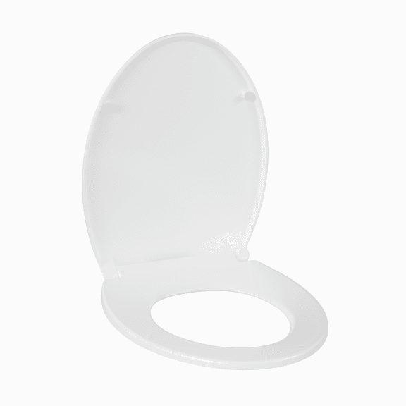 BouPower Elongated Toilet Seat Cover,Soft-Close Elongated Toilet Seat,Flat Toilet Seat Cover with Quick-Release Hinges,Quiet White Toilet Cover for Standard Elongated Toilets