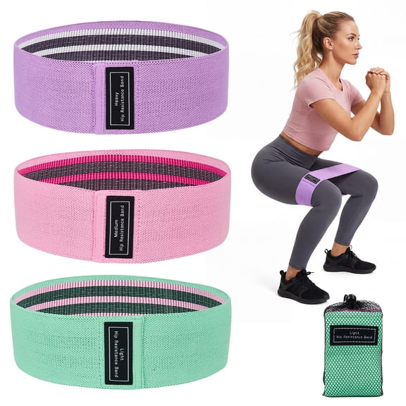 BouPower Fabric Resistance Bands Set of 6 Pack, Non Slip Booty Bands for Glutes Legs and Strength Training, Light Medium Heavy Workout Loops for Home Gym, Pilates, Exercise, Stretching, Travel