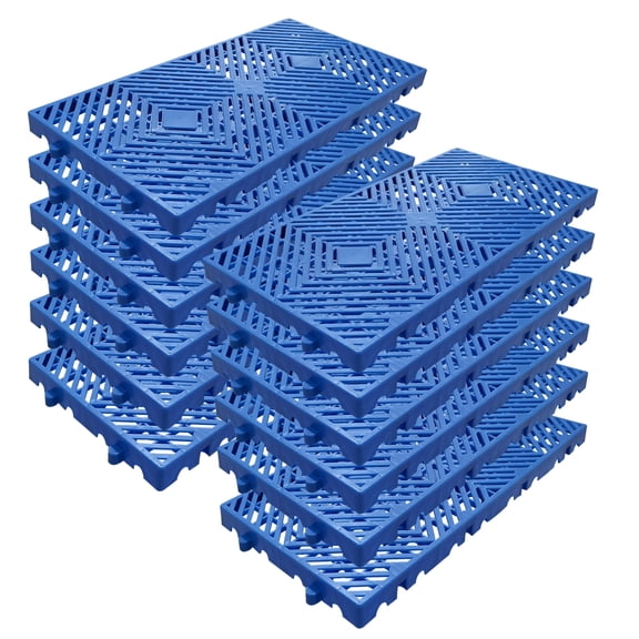 BouPower HDPE Plastic Storage Pallets 12-Pack, 23.6 x 11.8 x 1.18 in, Heavy Duty Stackable Non-Slip Industrial Use