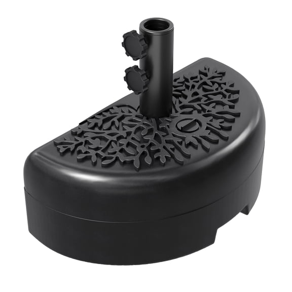 BouPower Half Round Umbrella Base for Patio, 68 Lb Fillable Outdoor Umbrella Stand with 1.57 Inch and 1.91 Inch Pole Adapters, Water or Sand Filled Base for Balcony, Deck, Lawn, Poolside