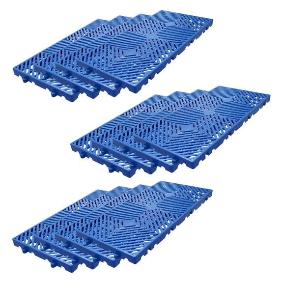 BouPower Heavy Duty Plastic Pallets, Waterproof Ventilated Grid Storage Pads, Stackable Interlocking Floor Pallets for Garage Basement Warehouse Indoor Outdoor