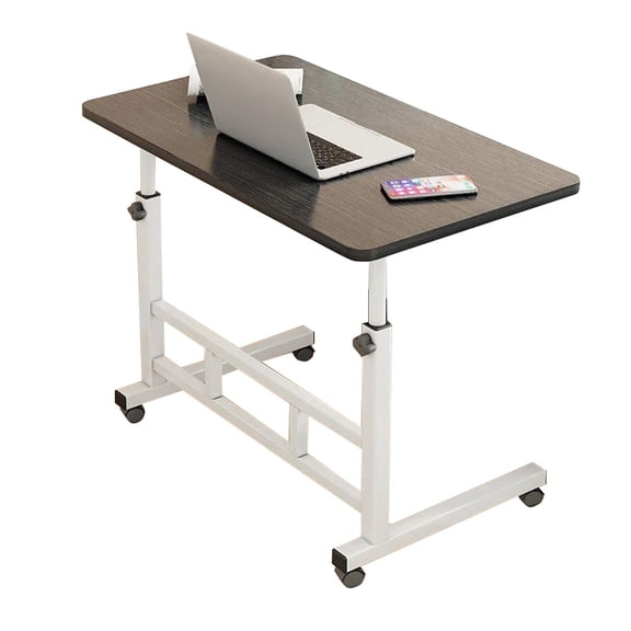 BouPower Height Adjustable Mobile Standing Desk With Rolling Wheels Portable Laptop Workstation For Home Office Bedroom Overbed Use