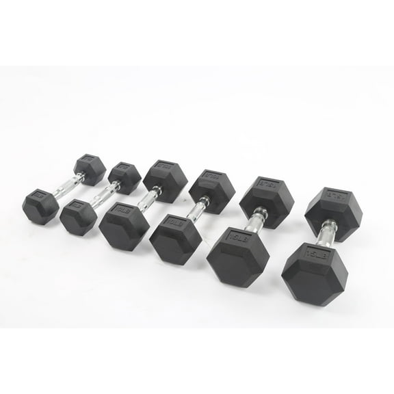 BouPower Hex Dumbbell Set, PVC Encased Hand Weights, Non-Roll Anti-Slip Odorless Dumbbells with Compact Storage for Home Gym Strength Training