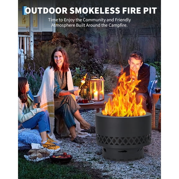 BouPower Outdoor Fire Pit,Patio Fire Pit,Waterproof Storage Bag,19″ Outdoor Fireplace,Portable Fire Pit For Outside Patio,Camping,RV,Smokeless,Fire Pits For Outside Wood Burning