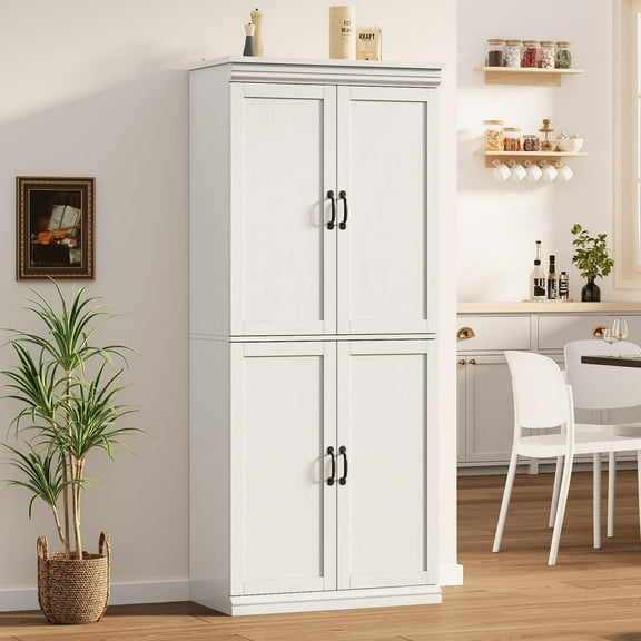 BouPower Pantry Cabinet,70" Tall Kitchen Pantry Cabinet with Doors and Adjustable Shelves, Freestanding Cupboard, Tall Storage Cabinet for Bathroom, Dining Room, Living Room