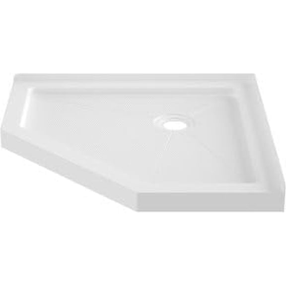 BouPower Rectangular Acrylic PVC Shower Base, Single Threshold Non-Slip Shower Pan with Left Drain, 3-Sided Integral Waterproof Flange, Complete ABS Drain Kit & Stainless Steel Drain Cover, 60" x 32"