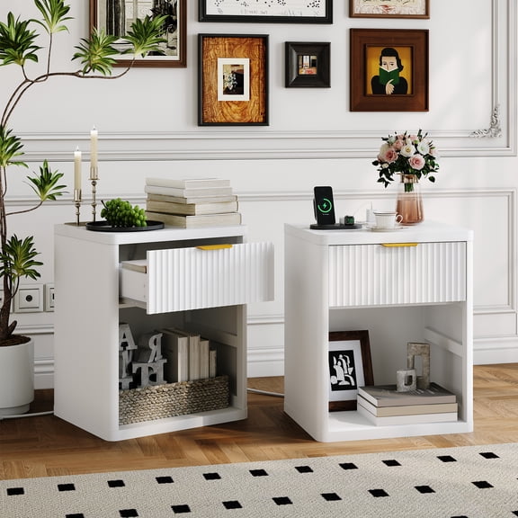 BouPower Side Table,Small End Table,Bedside Table Nightstand with Storage,Nightstand for Living Room,Bedroom,Office, Bathroom