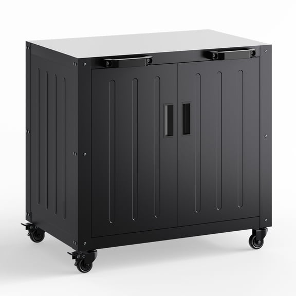 BouPower Stainless Steel Outdoor Grill Cart Modular Kitchen Island, BBQ Prep Station with Storage Cabinet Door, Multifunctional Grilling Work Table for Backyard Lawn Garden Patio