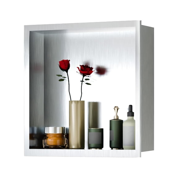 BouPower Stainless Steel Shower Niche,Recessed Wall Niche,No Tile Needed Wall Niche for Bathroom Storage