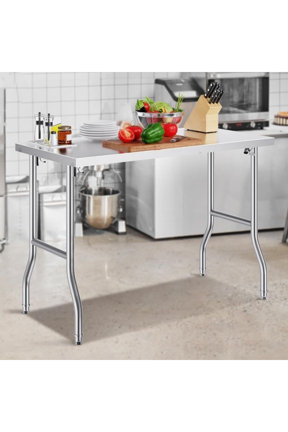 Stainless Steel Work Table 48x30Inch,Commercial Prep Table with Undershelf,Heavy Duty Food Prep Workstation,Kitchen Work Table
