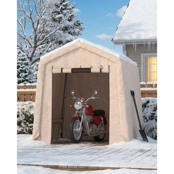 BouPower Storage Shed Tent,Waterproof Storage Tent For Bikes,Portable Shed With Roll-Up Door,Storage Tents For Outside Heavy Duty,6x6 Ft Storage Shelter