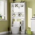 thumbnail image 1 of BouPower Over The Toilet Storage Cabinet,Bathroom Shelf Over Toilet with Tempered Glass Door & Open Shelving,Bathroom Storage Cabinet Organizer for Toilet Tank, 1 of 7