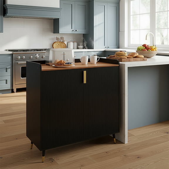 BouPower Wine Bar Cabinet,Modern Liquor Coffee Station with Wine Rack and Glass Holder,Farmhouse Buffet Sideboard with Storage for Living Room,Kitchen,Entryway