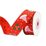 Bouanq 1 Inch Wide 50 Yards Red and Green Christmas Pattern Printed Christmas Grosgrain Ribbon for Gift Wrapping DIY Craft