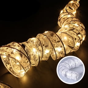 Bouanq 13ft 40 LED Ribbon Christmas Lights,Christmas Decoration Led Ribbon Lights Christmas Tree Ornaments DIY Lace Bow String Lights Decoration,for Xmas Party Indoor Outdoor Hanging