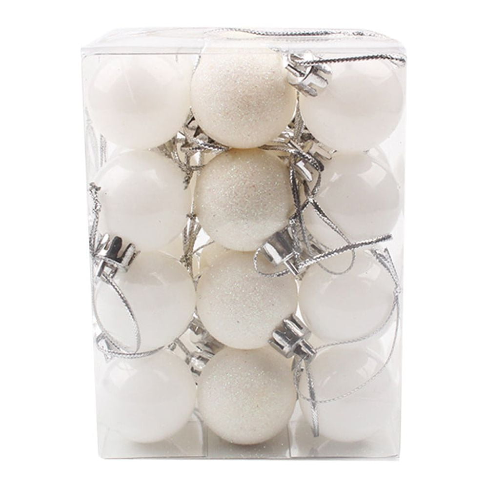 Bouanq 24Pcs Christmas Balls Ornaments for Xmas Christmas Tree - Shatterproof Christmas Tree Decorations Hanging Ball for Holiday Wedding Party Decoration Valentines Day (White)