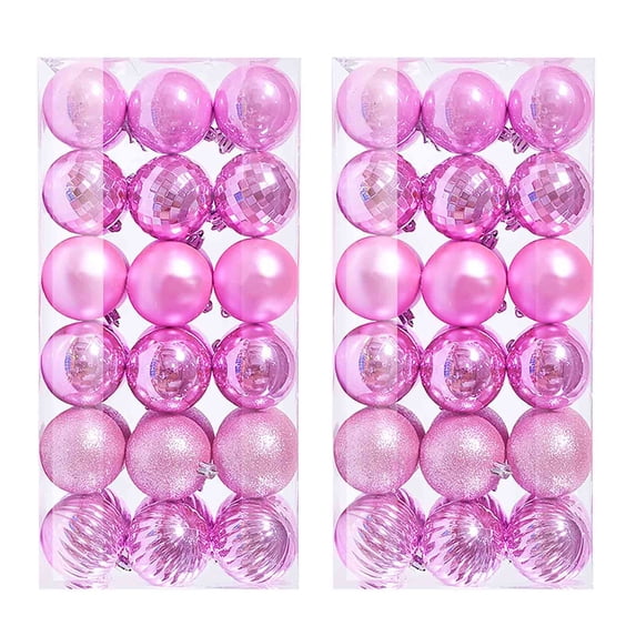 Bouanq 36 Pcs Set, PVC Glitter Baubles Christmas Tree Ornaments, 4 cm, Holiday Decor